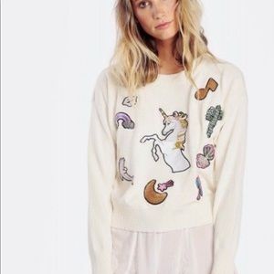 Wild fox unicorn sparkle patch sweater
